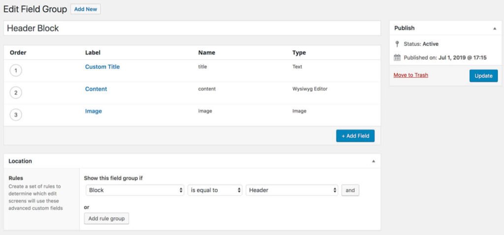 acf header field group