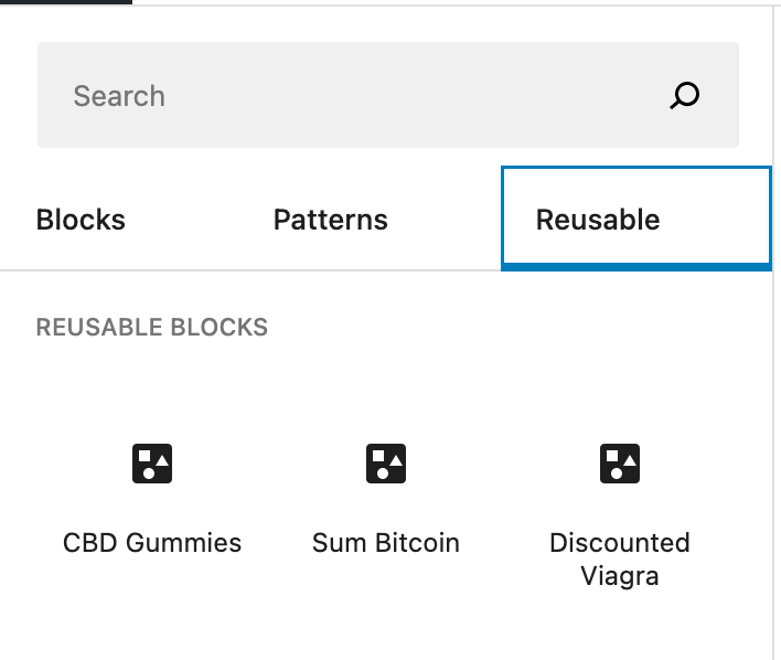 reuseable blocks gutenberg